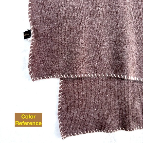 Gruppo Italiano Brown Wool Angora Rabbit Hair Blend Whipstitch Scarf Unisex - Picture 2 of 6